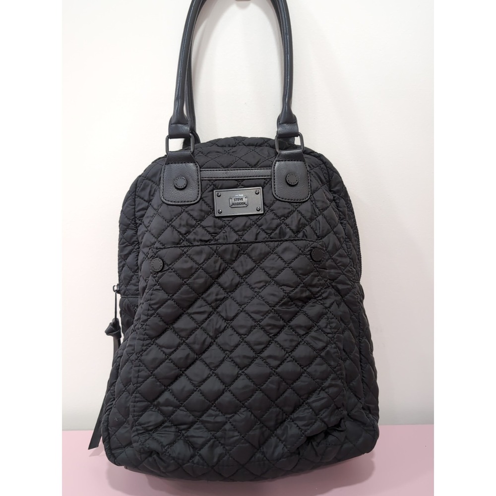 Steve Madden‎ Black Quilted Puffer Satchel Bag
